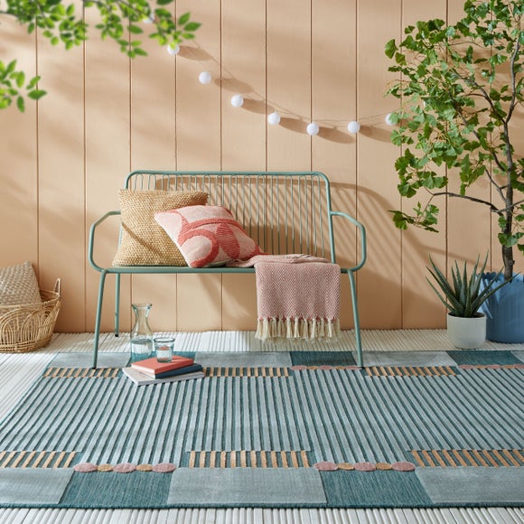 Striped Border Indoor Outdoor Rug by Dunelm | ufurnish.com