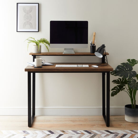 Freddie Rustic Wood Effect Step Up Shelf Desk by Dunelm | uFurnish.com