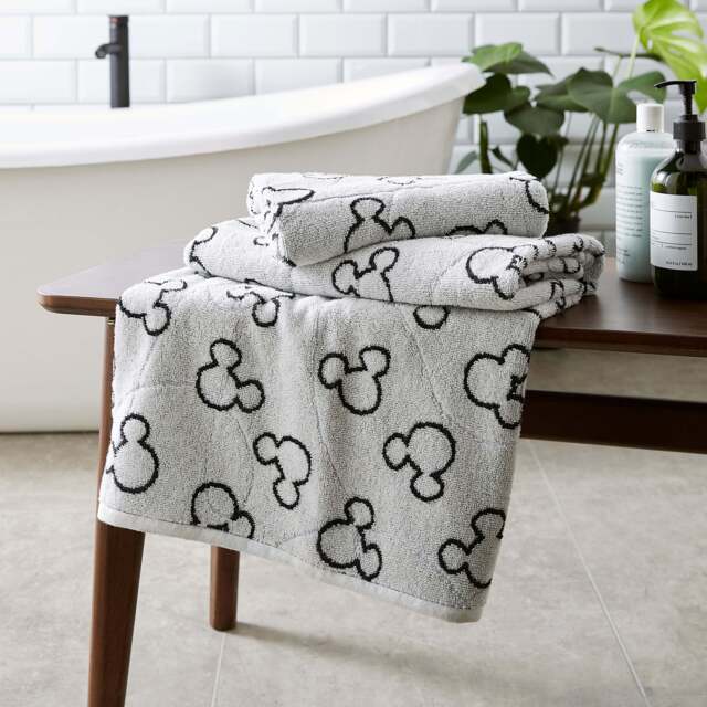 Disney Mickey Mouse Monochrome Jacquard Towel Black and white by
