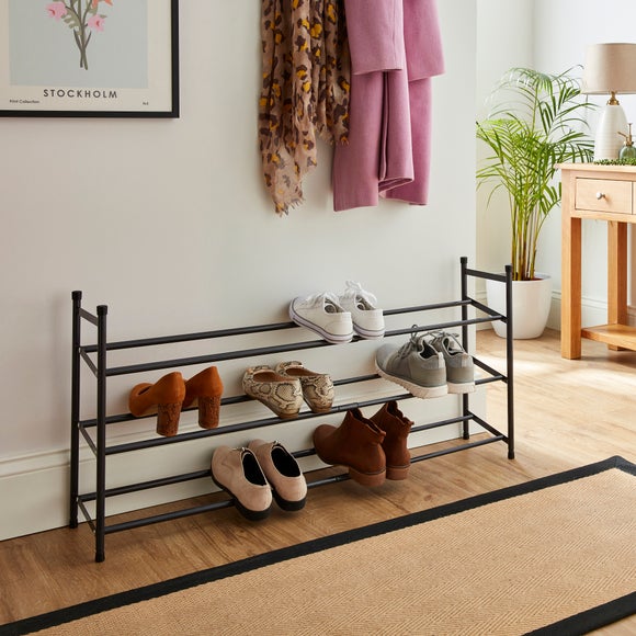 Durnish Rack 3 Tier Extendable Metal Shoe Rack by Dunelm | uFurnish.com