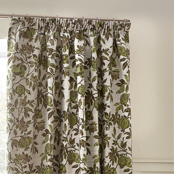 Pomegranate Green Pencil Pleat Curtains by Dunelm | ufurnish.com