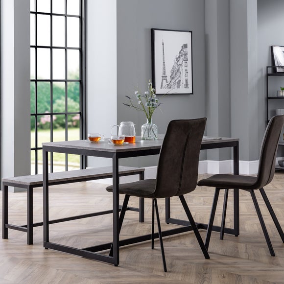 Staten 4 Seater Rectangular Dining Table with 2 Monroe Chairs and Bench ...
