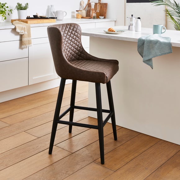 Montreal Counter Height Bar Stool, Faux Leather by Dunelm | ufurnish.com