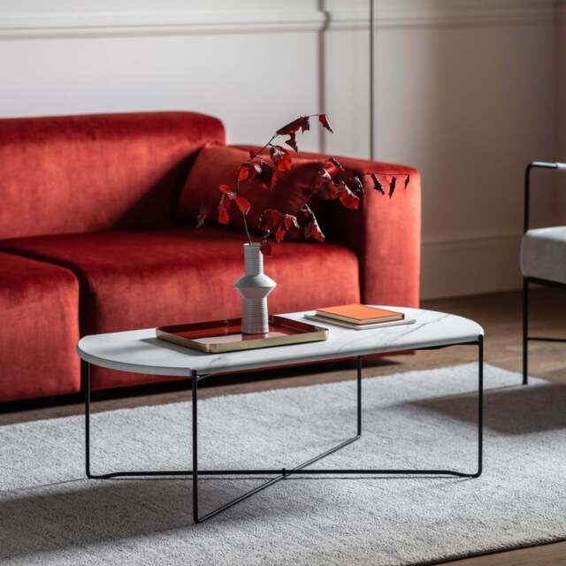 Ouray Coffee Table, White Marble Effect White by Dunelm | ufurnish.com