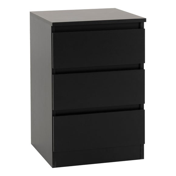 Return - Walker 3 Drawer Bedside Table, Black by Dunelm | ufurnish.com