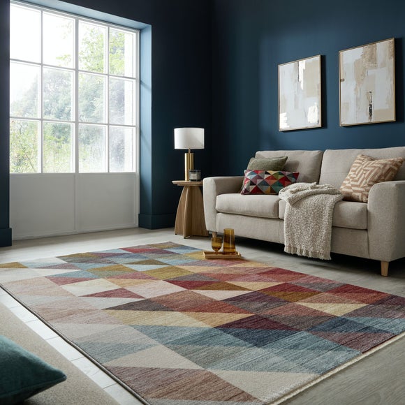 Large Diamond Check Rug Tetra Checkerboard Diamond Rug by Dunelm | uFurnish.com