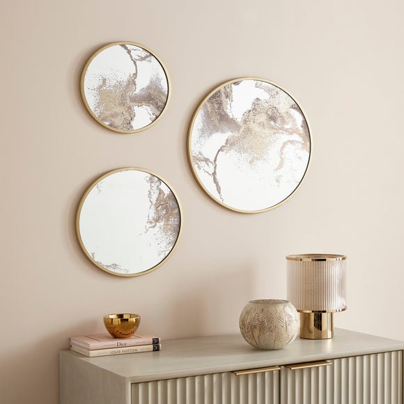 Set of 3 Minimalux Round Mirrored Wall Art by Dunelm | ufurnish.com