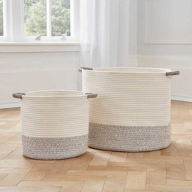DUSK Contrast Rope Storage Basket - Small - Natural/Off White