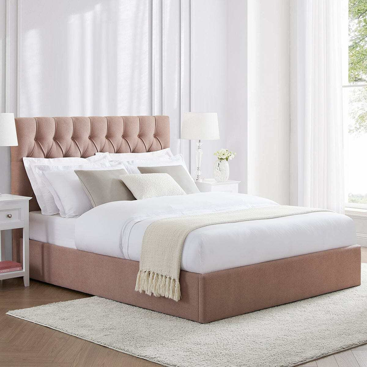 DUSK Middleton Ottoman Storage Bed Light Pink Double by Dusk