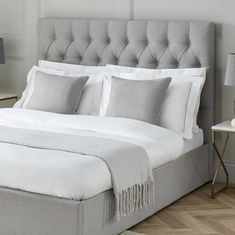 DUSK Middleton Ottoman Storage Bed King Size Grey Linen Look by