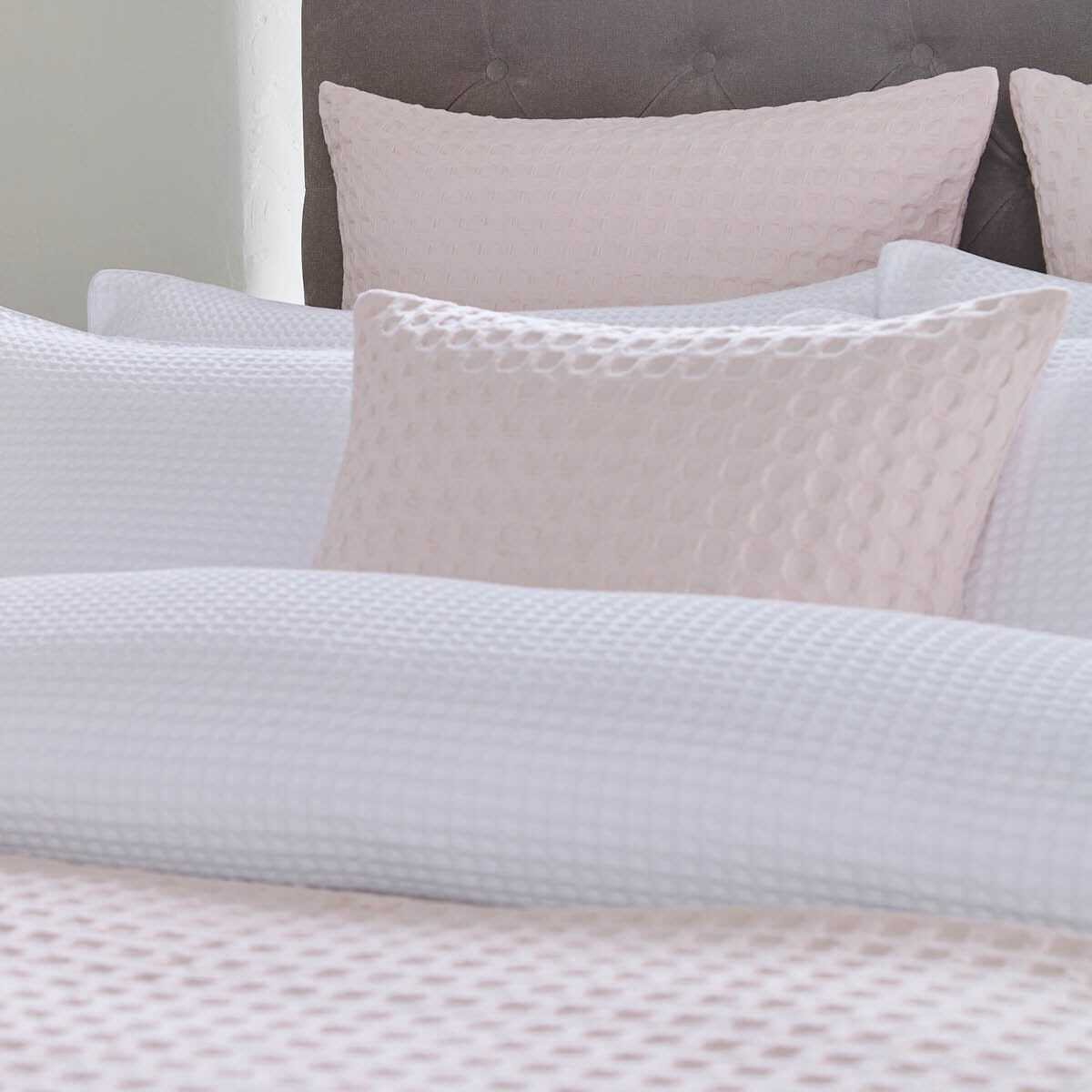 DUSK Connection Waffle Cushion Cover 65cm x 65cm Pink Cotton Large