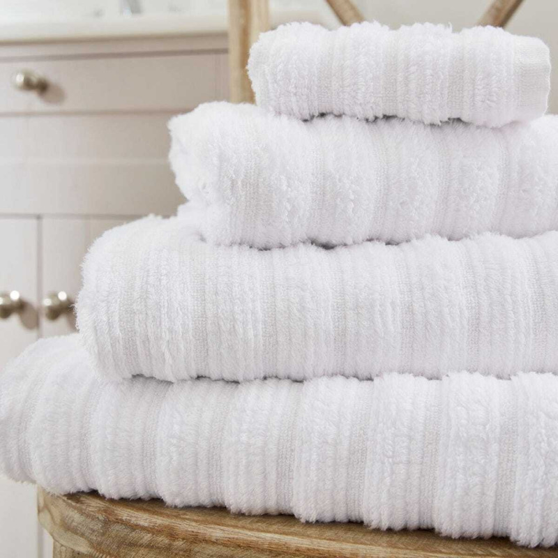 DUSK Monaco Bath Towel 70 x 130cm White Cotton Pipe Trim by Dusk