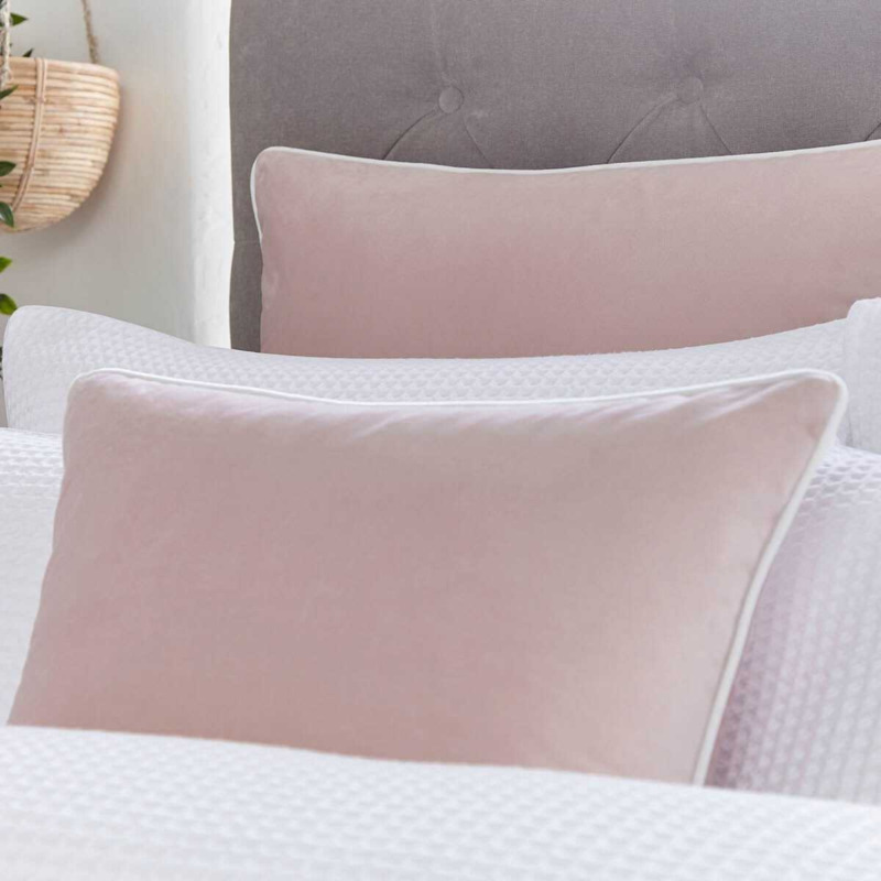DUSK Luxury Velvet Cushion Cover 65cm X 65cm Pink Pipe Trim by Dusk