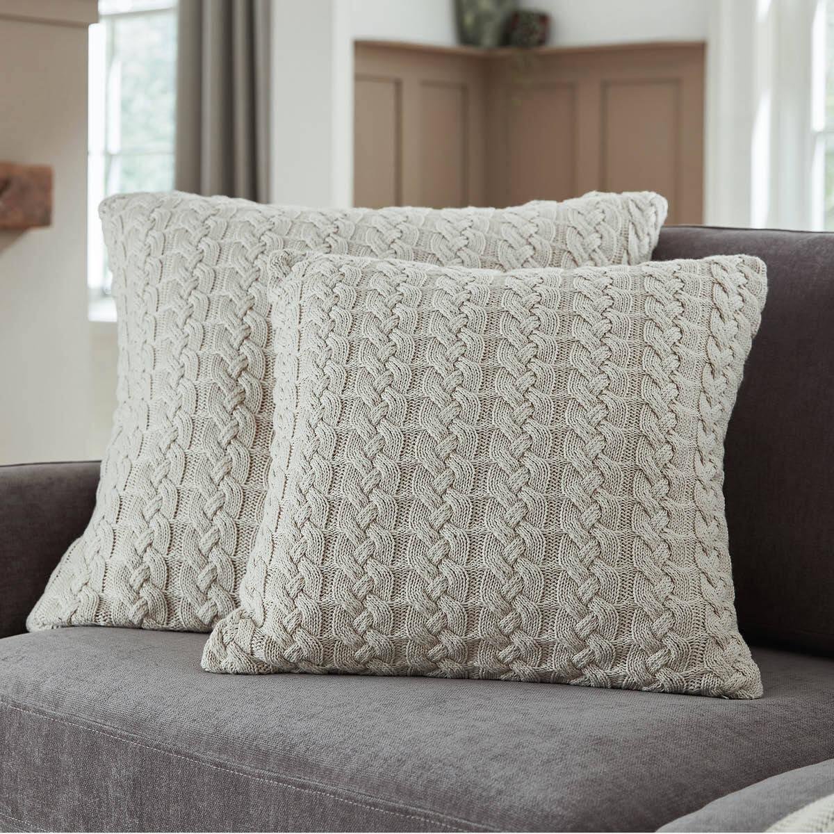 DUSK Vermont Sofa Cushion Cover - Stone - 50cm x 50cm by Dusk