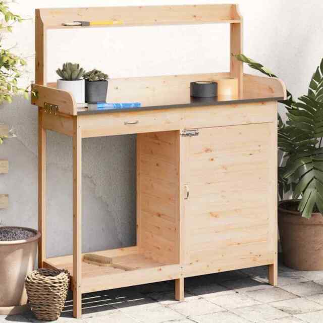 Potting Table With Cabinet Potting Bench Plant Table Solid Wood Fir by ...
