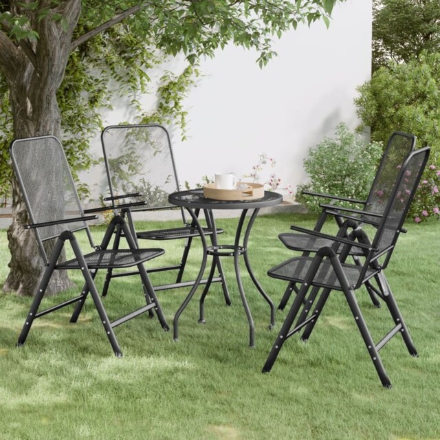 2/4x Folding Garden Chairs Expanded Metal Mesh Anthracite Patio Seat by ...