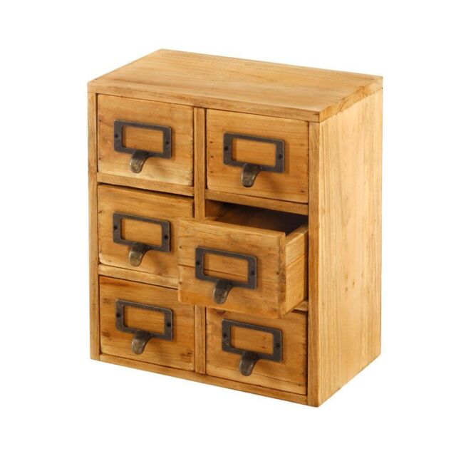 Rustic Wooden 6 Drawers Storage Cabinet Chest Home Office Desktop by ...