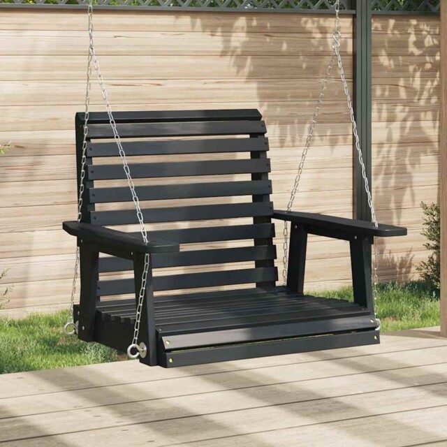 Three Chain Chair Garden Swing Chair With Metal Chains Patio Hanging Chair Solid Wood by ...