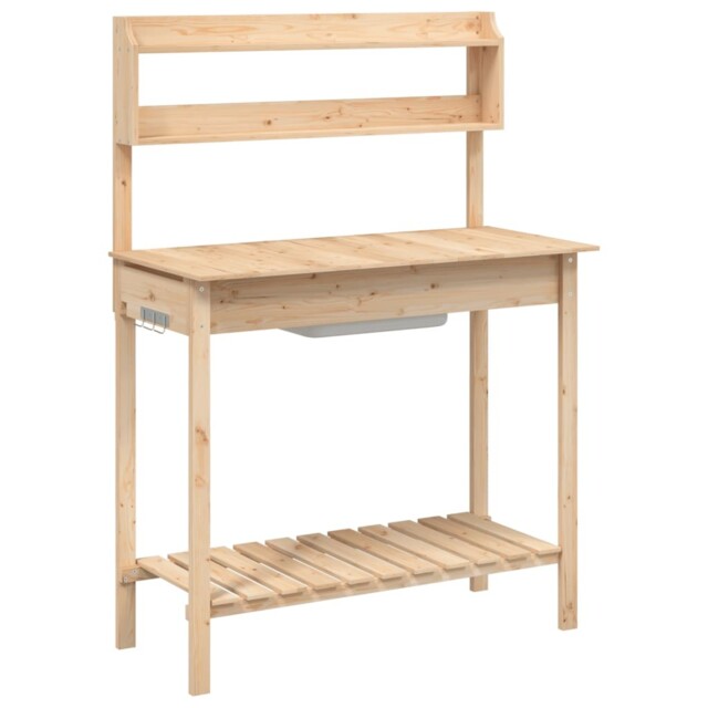 Potting Table With Sink Potting Bench Plant Table Grey Solid Wood Fir ...