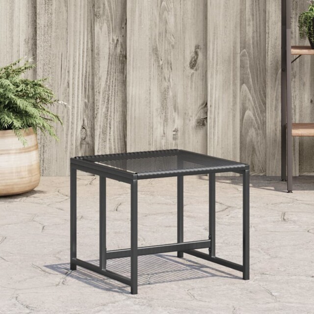 Black Pe Rattan Garden Stools Set Of 4, 40x40x35 Cm, Powder-coated by ...
