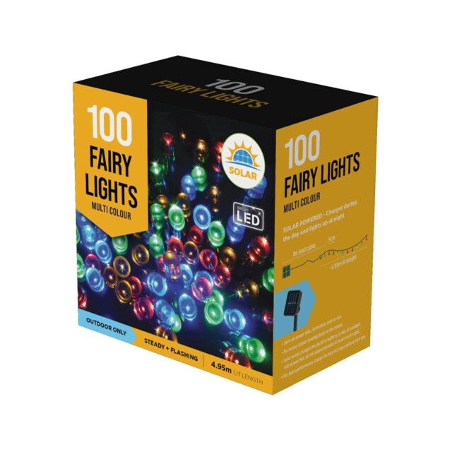100 Solar Led Multi Colour Fairy Lights Outdoor Christmas String by ...