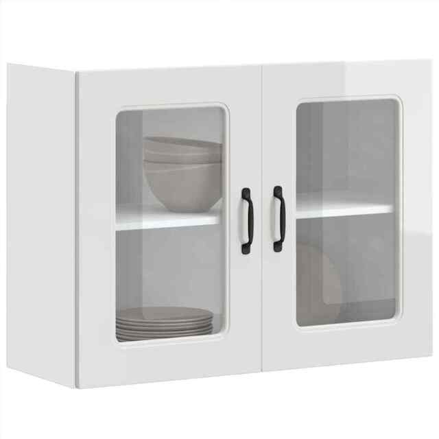 Kitchen Wall Cabinet With Glass Door Kalmar High Gloss White by eBay ...