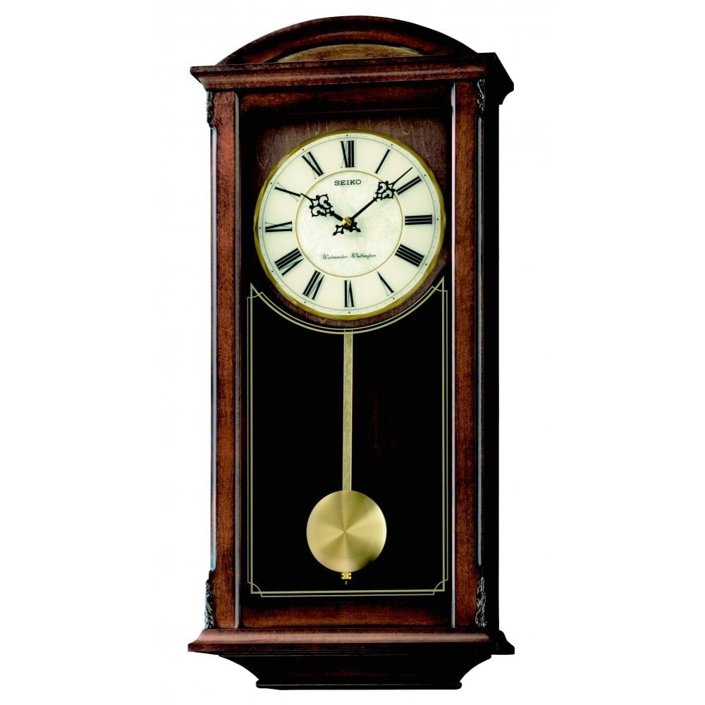 Seiko Qxh030b 55 cm Wooden Wall Clock, Dual Westminster