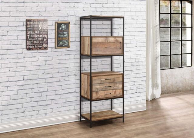 Curated visual reference: Gallery Detail: Industrial Shelving Unit Birlea Urban Chic 3 Drawer Bookcase Shelves