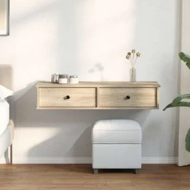 Wall-mounted 2 Drawer Shelf Wall Rack Storage Cabinet Engineered Wood ...