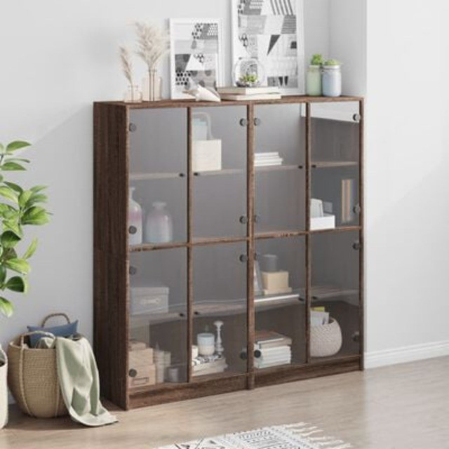 Bookcase Sideboard Cabinet With Doors Bookshelf Book Rack Storage by ...