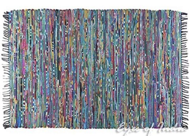Indian Arts Fair Trade Rag Rug Hand Loom 100% Recycled Multicolour by ...