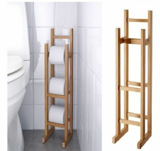 Bamboo Wooden Free Standing Toilet Roll Storage Holder Stand Classic By bamboo-wooden-free-standing-toilet-roll-storage-holder-stand-classic-by