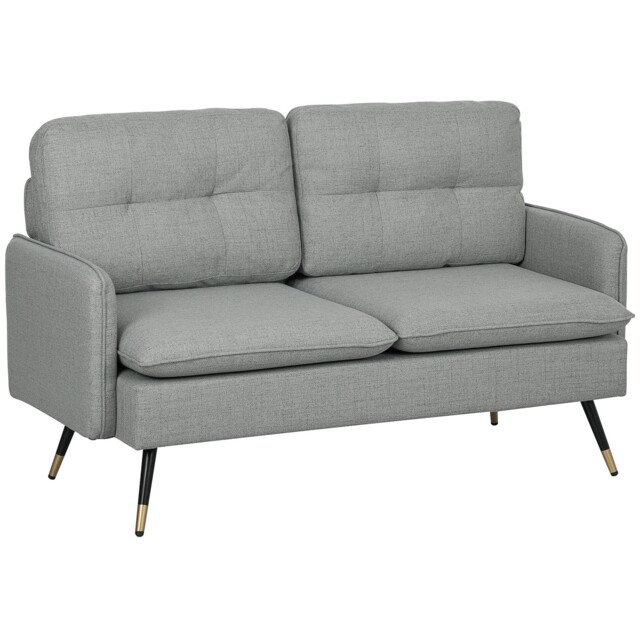 Homcom Modern Upholstered Two Seater Sofa For Bedroom Living Room Grey ...