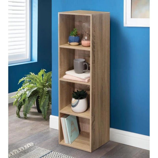 4 Cube Storage Unit Small Bookcase Wooden Storage Cabinets Book Shelf ...