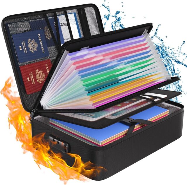 Fireproof Waterproof Document Box 13 Pocket Organizer Portable File by ...