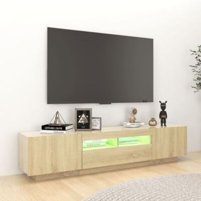 2p Tv Cabinet Stand Set W/ Led Lights Media Entertainment Television by ...