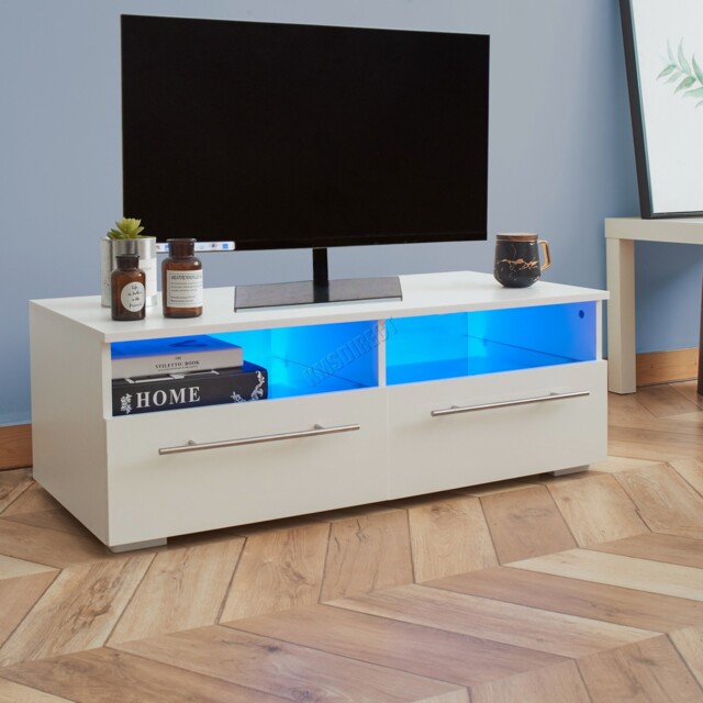 Westwood Tv Cabinet Modern Led Unit Stand – High Gloss Doors Matte by ...