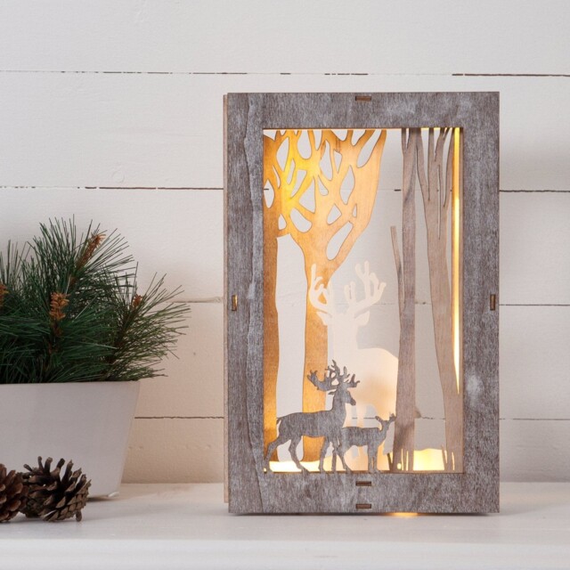 Eglo Led Wooden Reindeer & Trees Scene – 28cm Light Up Christmas by ...