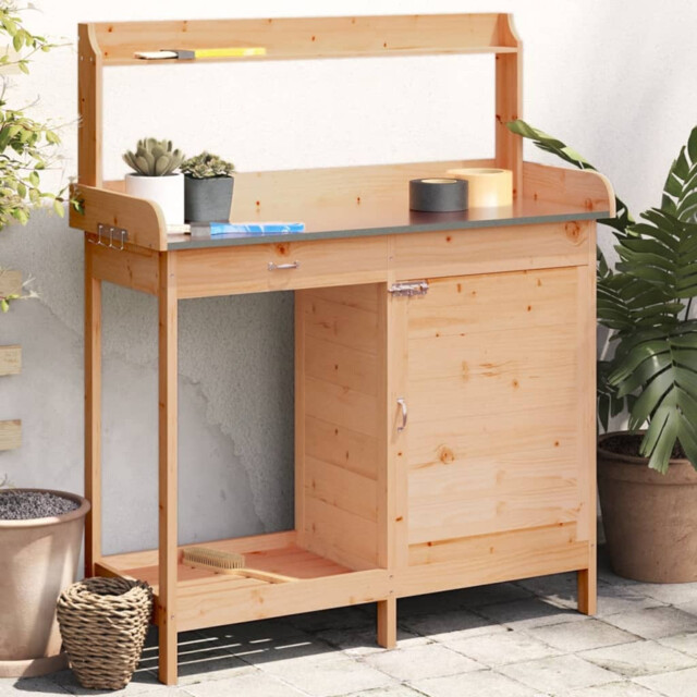 Potting Table With Cabinet Potting Bench Plant Table Solid Wood Fir by ...
