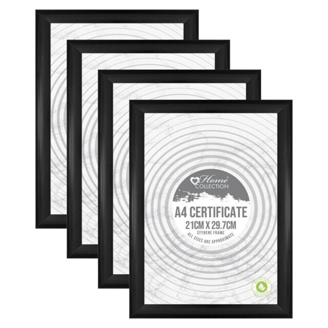 [set Of 4] Black Styrene A4(21 X 29.7cm) Certificate Photo Frame by ...