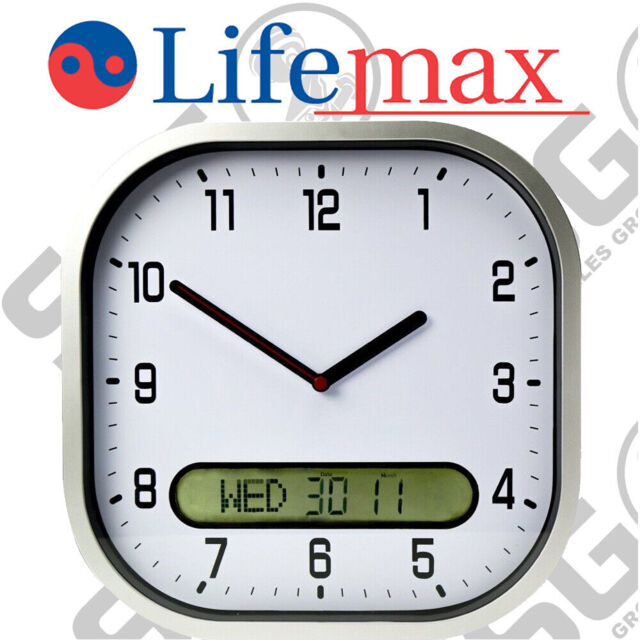 Datamax Time Clock Lifemax 1614w Clear Time Day Date Wall Clock W/ Digital Display Of by ...
