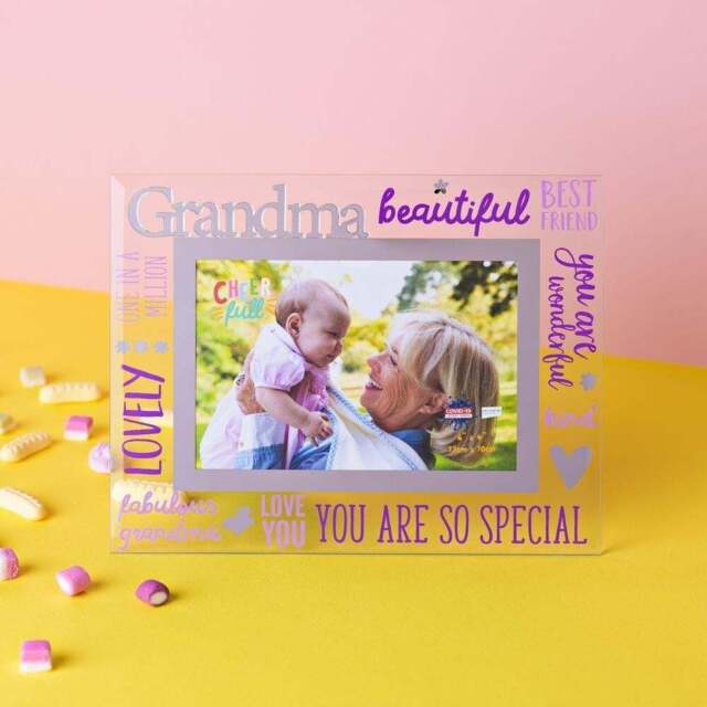Widdop Cornice Portafoto In Vetro Love Con Farfalle E Strass - 10x15 Cm (4x6") - Autoportante
