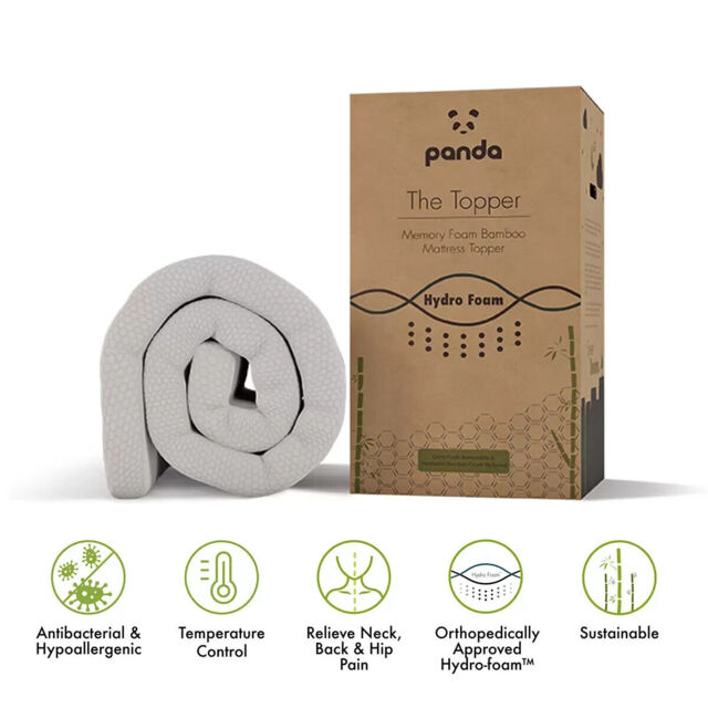 Panda Memory Foam Bamboo Hypoallergenic Mattress Topper Double by