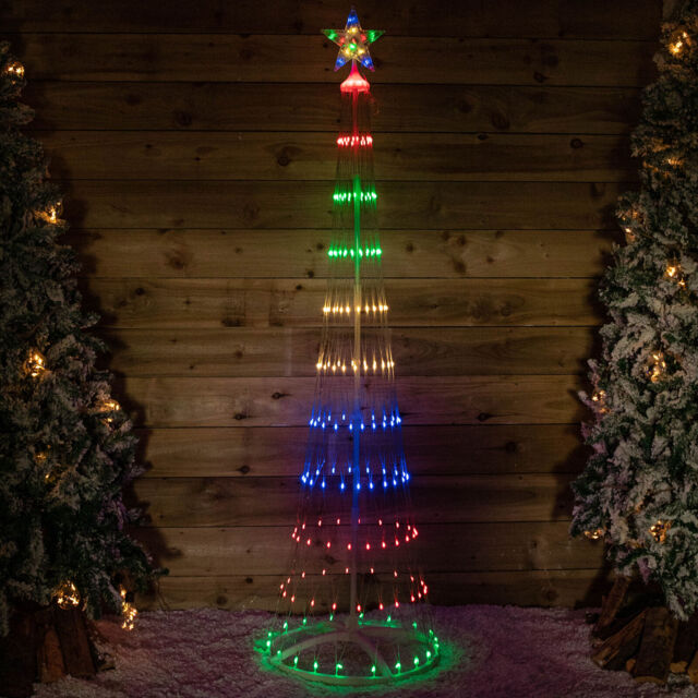 Cone Timer 2.5m Light Up Christmas Cone Tree With 320 Multi-coloured Leds & Timer ...