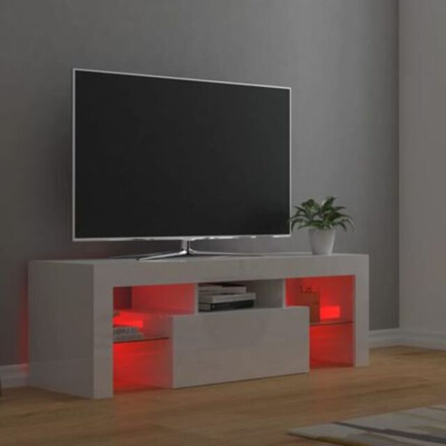 Led Tv Stand Cabinet Modern High Gloss Media Entertainment Rgb Lights ...