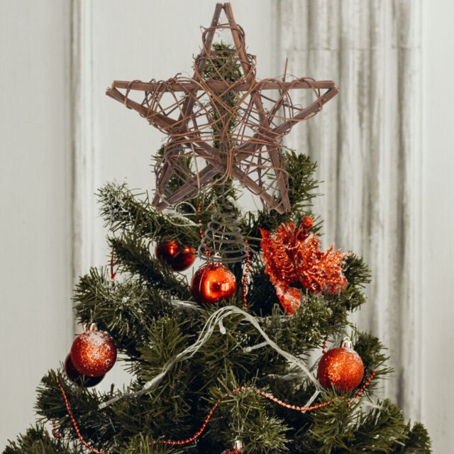Rattan Christmas Tree Star Farmhouse Tree Topper Natural Star Tree by ...