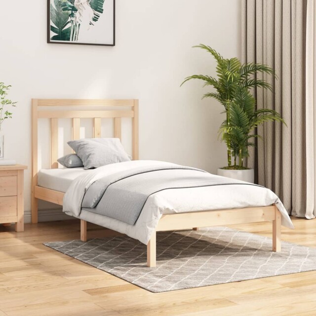 Brown Solid Pine Wood Bed Frame 90x190 Cm 3ft Single, Sturdy Design, by ...