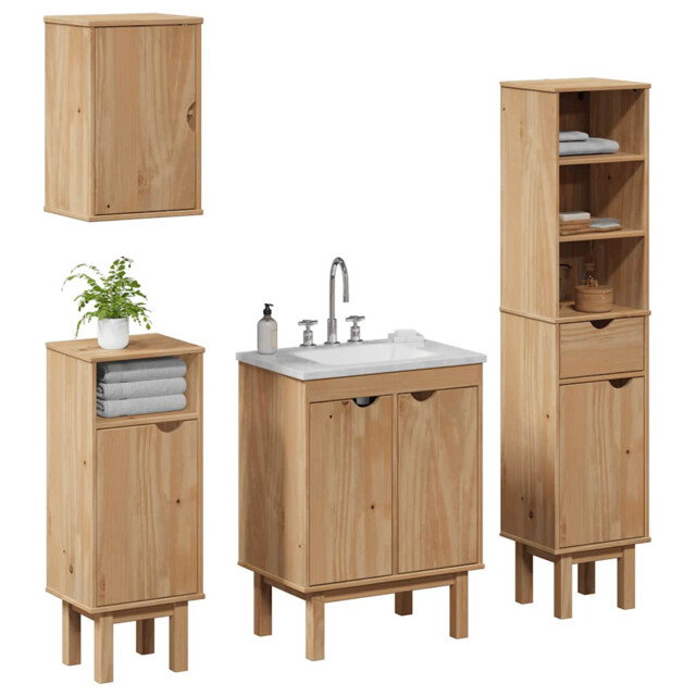 Bathroom Furniture Set Sink Cabinet Storage Cupboard Solid Wood Pine by ...