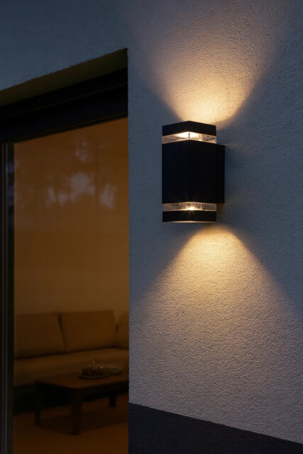 Modern Black Up Down Double Wall Light Gu10 Ip44 Outdoor Garden Light ...