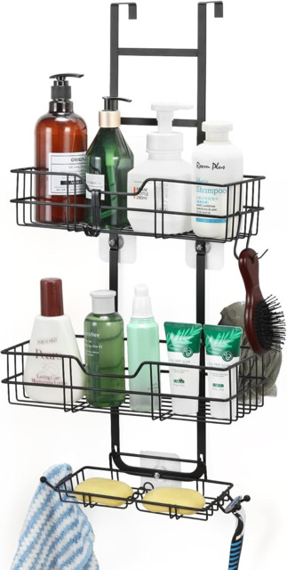 Shower Caddy Hanging, 2 Tier Hanging Shower Organizer Over Door Metal ...